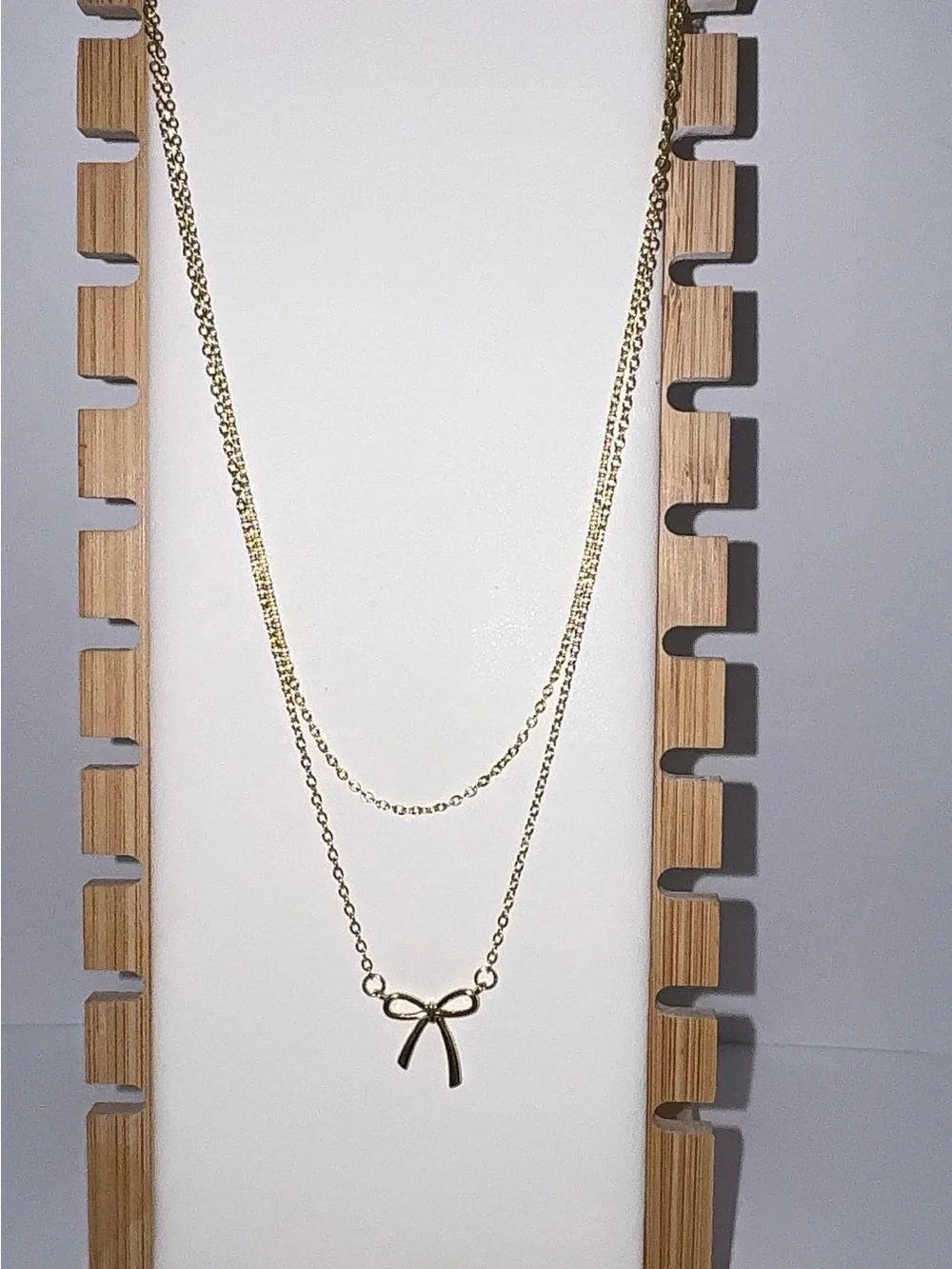 14K Gold Plated Layered Bow Necklace | Dainty Coquette Charm